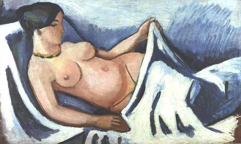 August Macke Reclining female nude